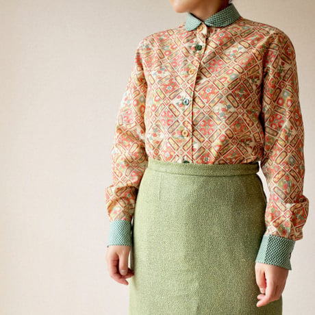 Nostalgic pattern kimono shirt (no.068)