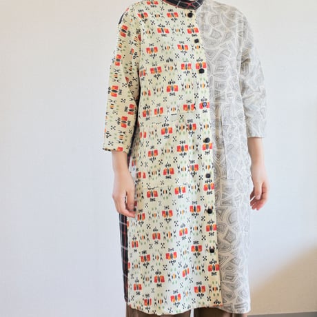 SALE!!! Check & Abstract pattern Kimono Long Jacket dress (no.277)