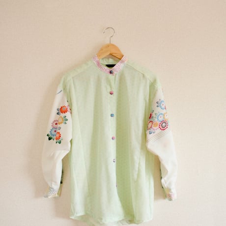 Pastel color & Flower Kimono oversized Shirt (no.266)