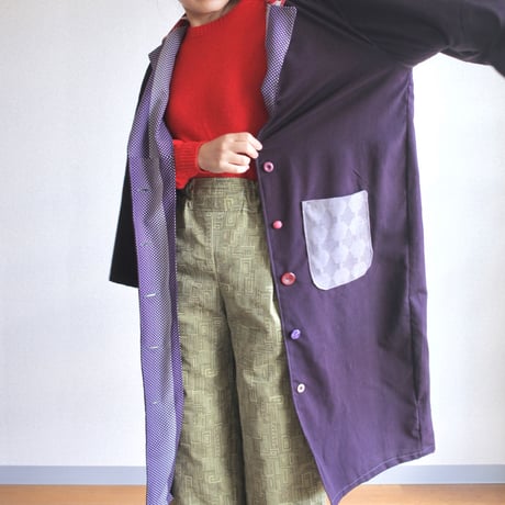 Dark purple Kimono long jacket (no.129)
