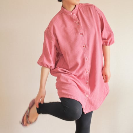 Pink Silk Kimono Shirt Dress (no.477)