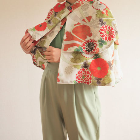 Gorgeous Flower Kimono double-layered Cape (no.437)