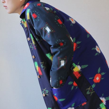 Kasuri patchwork Long coat (no.113)