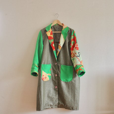 Light green Furisode kimono Long jacket (no.221)