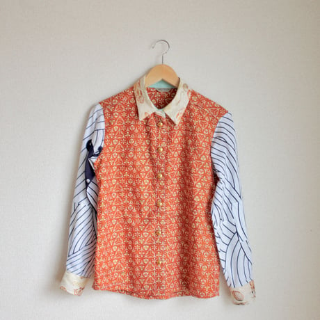 Orange x Vintage Yukata shirt (no.139)