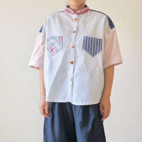 White kimono&Yukata loose silhouette shirt (no.191)