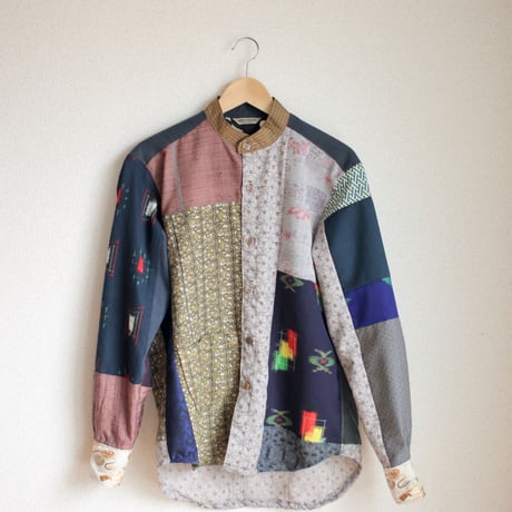Men's standcollar kimono patchwork shirt (no.143)