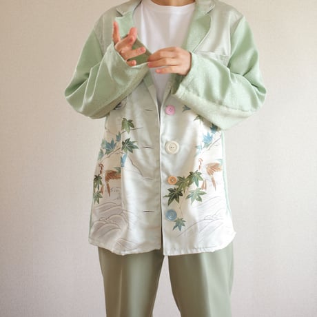 2 Kinds Pastel green Kimono Oversized Jacket (no.422)