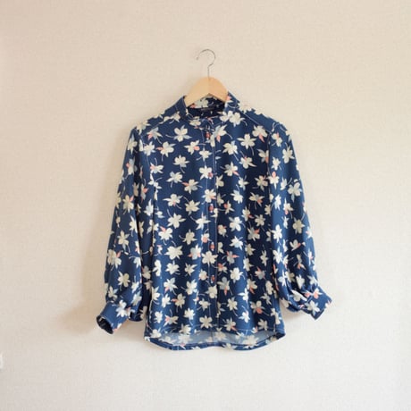 Navy Blue Silk Kimono Shirt (no.294)