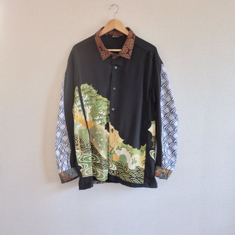 Men's BIG size Silk Kimono embroidery shirt jacket (no.385)