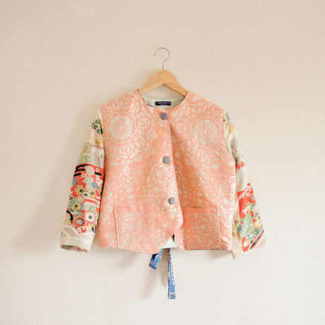 Pink & Antique Kimono Spring Short Jacket (no.264)