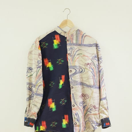 Men's Iris & Kasuri Kimono shirt (no.181)