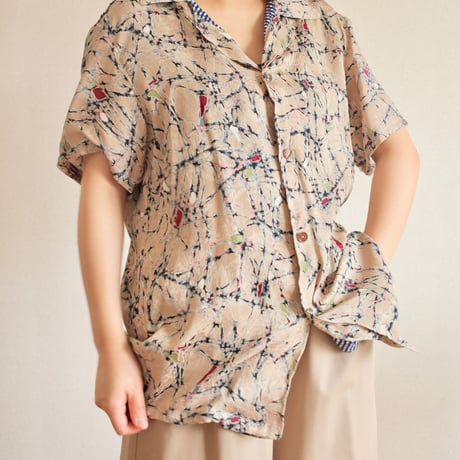 FINAL SALE !!!Men's silk kimono open collar  shirt (no.459)