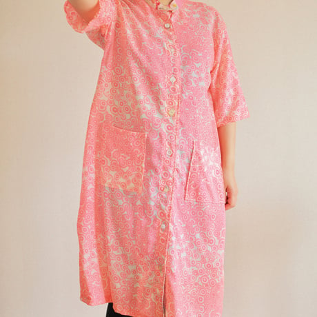 Vivid Pink Kimono Long Shirt Dress (no.458)