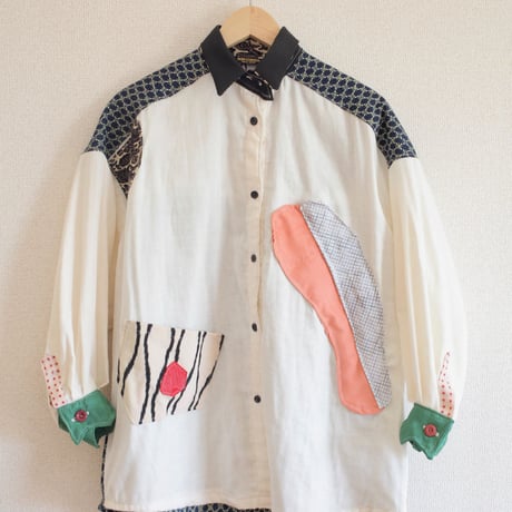 FINAL SALE !!!Kimono&Cotton Japanese Bento Shirt (no.478)