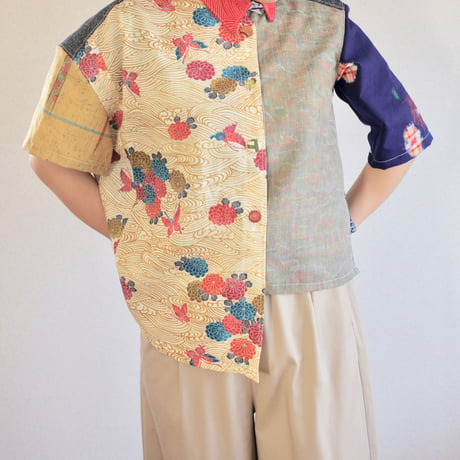 Perfect asymmetrical Kimono Shirt : Yellow (no.395)