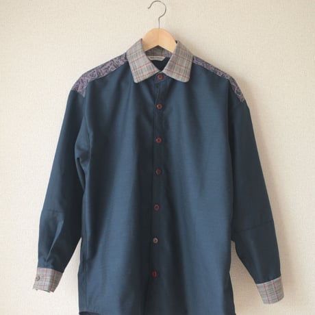 Men's dark blue casual shirt (no.080)