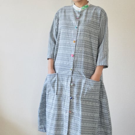 Gray color yukata Long jacket style shirt dress (no.196)