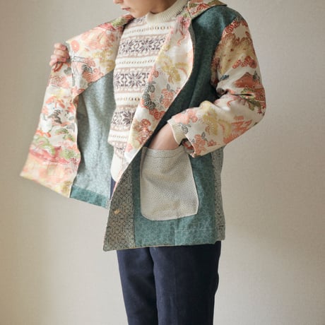 Unisex Kimono Obi patchwork half jacket (no.097)