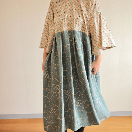 Flare sleeves Japanese pattern Long dress (no.436)