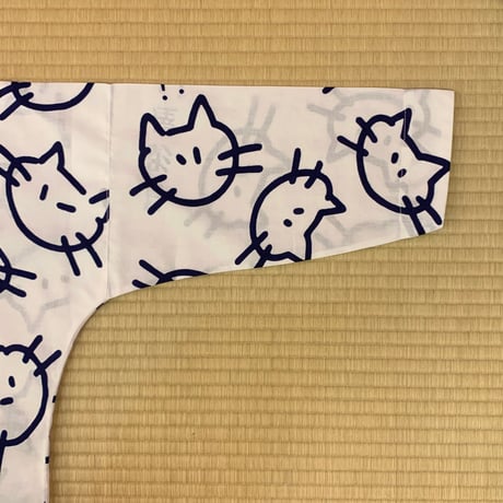 ねこちゃんの鯉口シャツ・白