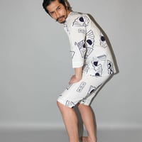 日の丸扇の鯉口シャツ・白