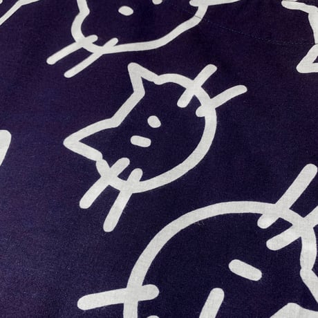 ねこちゃんの鯉口シャツ・紺