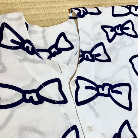 りぼんの鯉口シャツ・白