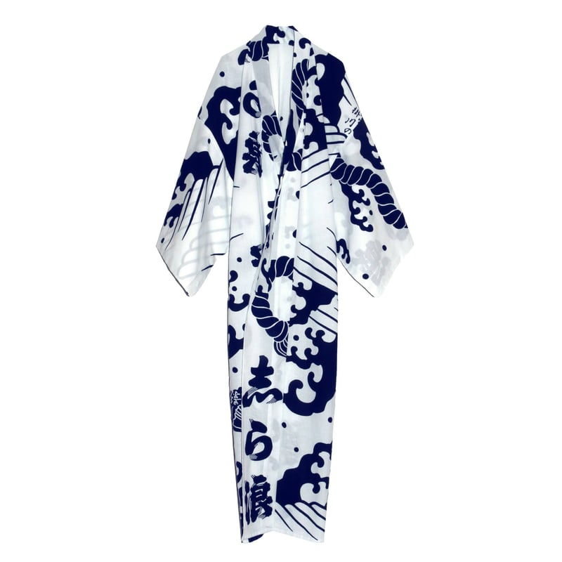 月影屋 】 ひら清 浴衣 白色 漢字プリント 月影屋 】 ひら清 浴衣 白色