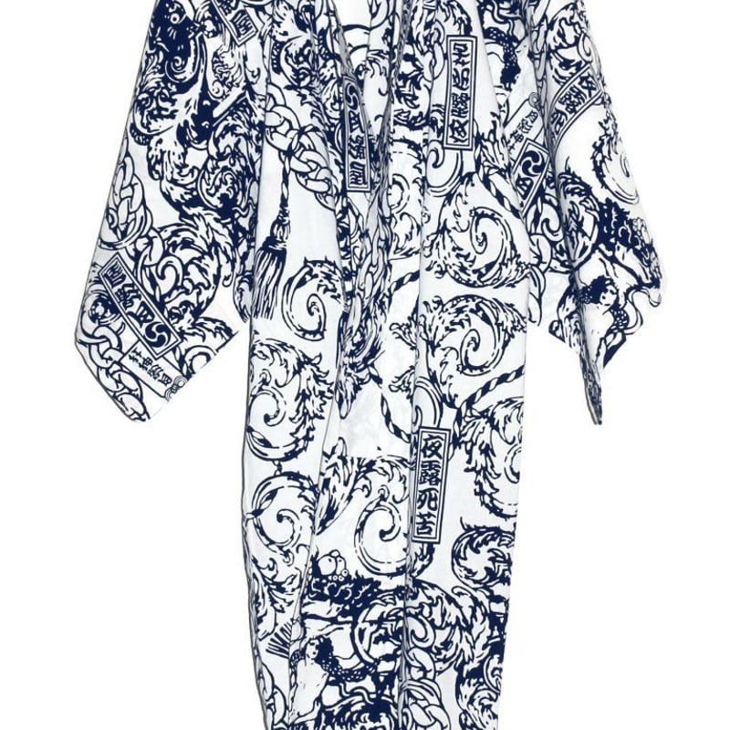 月影屋 】 ひら清 浴衣 白色 漢字プリント 月影屋 】 ひら清 浴衣 白色