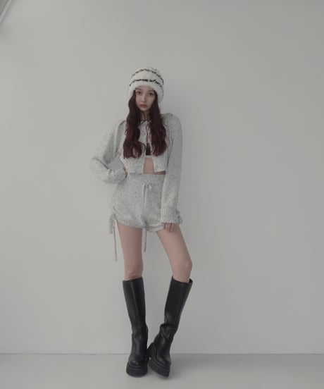 サイドリボンニットショートパンツ /Side Ribbon Knit Short Pants