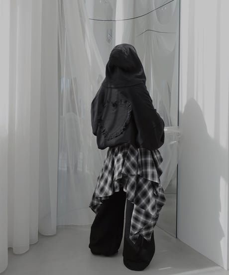 【Black】レイヤードチェックワンピース / Layered Check Dress