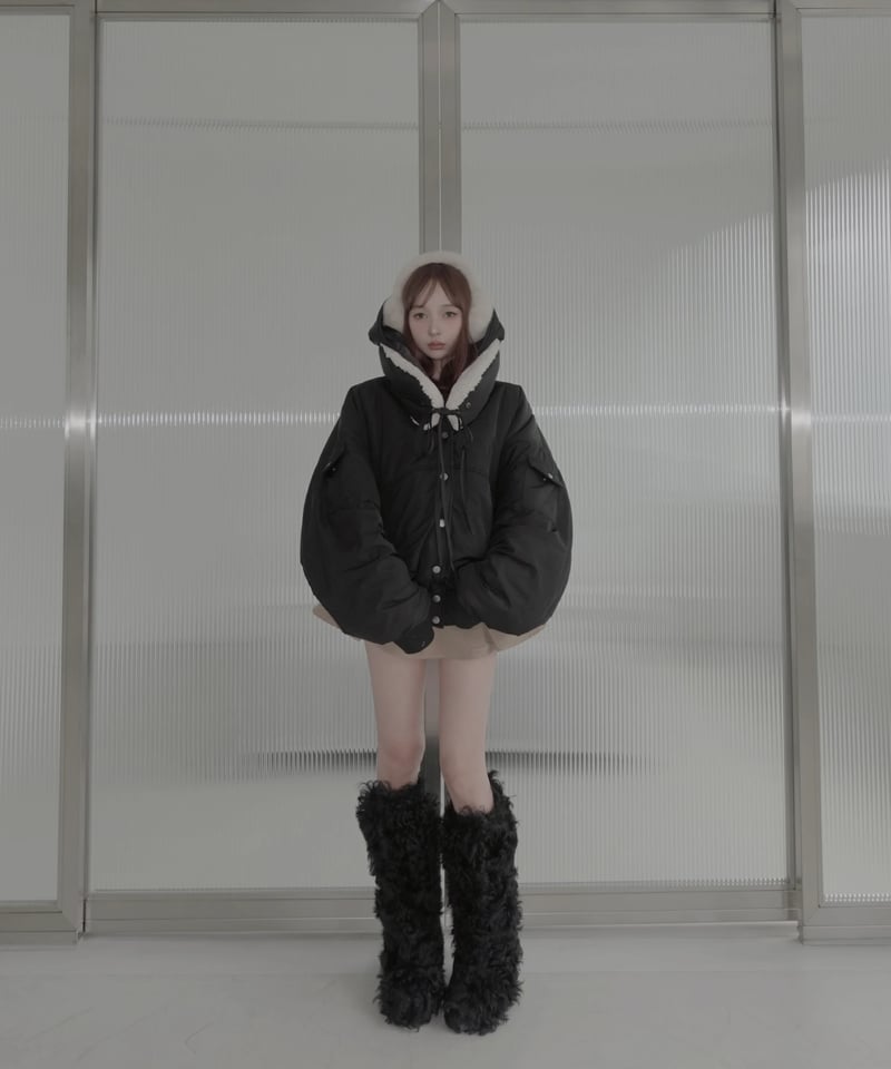 フーデッドナイロンボンバージャケット / Hooded Nylon Bomber Jacket