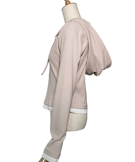 【Pink】レイヤードフードトップス /Layered Hood Top