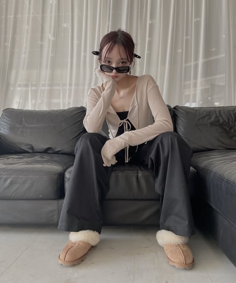 フリルヘムクロップドシアーカーディガン (ベアトップセット)/Frill Hem Cropped Sheer Cardigan(+Bare Top))