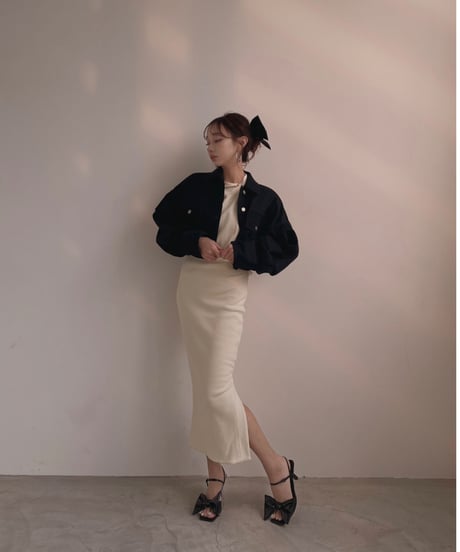 バックリボンスリットワンピース / Back Ribbon Slit One-Piece
