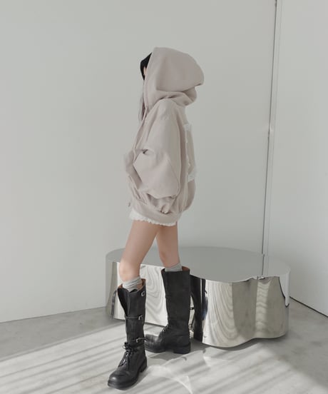 【PinkBeige】ハートジップアップフーディー /Heart Zip-up Hoodie