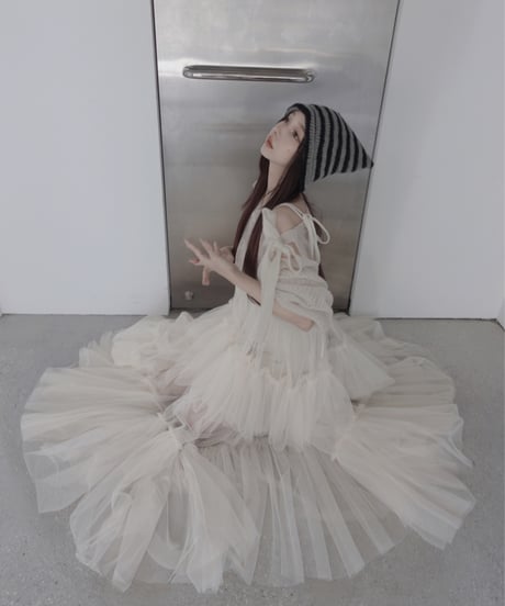 【IceWhite】ショルダーリボンモヘアニット/Shoulder Ribbon Mohair Knit