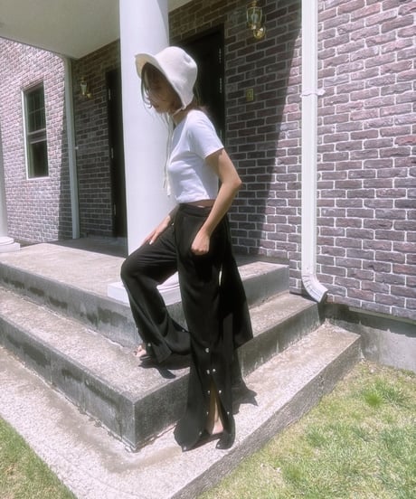 バックリボンサイドスリットパンツ　Back Ribbon Side Slit Pants