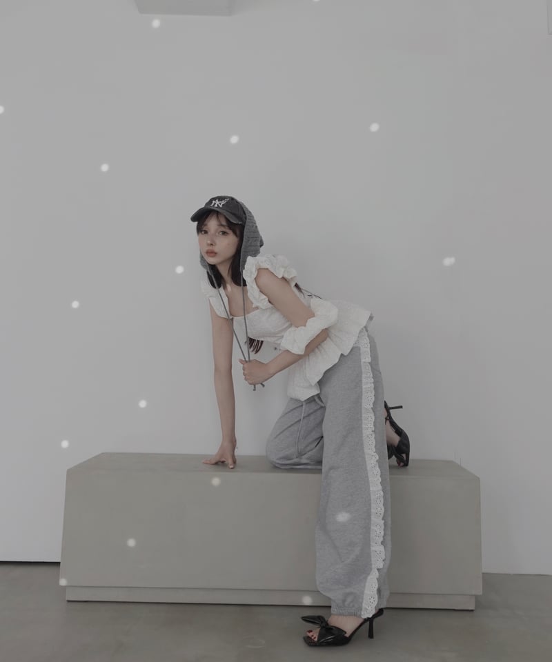 fiction tokyo コットンレーストップ+ビッグシュシュ Black】コットンレーストップ(+ビッグシュシュ）/ CottonLace Top(+Bi