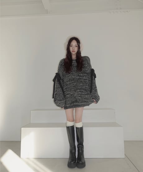 【❤︎MelangeBlack❤︎】ホリデーリボンニット / Holiday Ribbon Knit