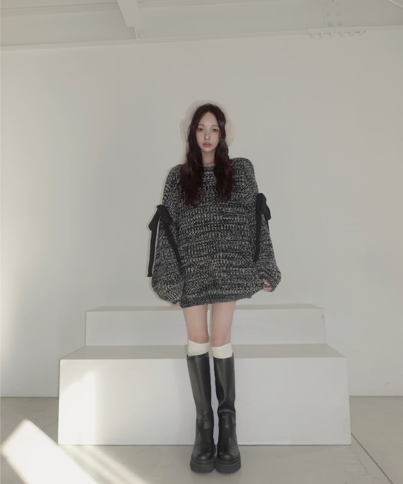 ❤︎MelangeBlack❤︎】ホリデーリボンニット / Holiday Ribbon K