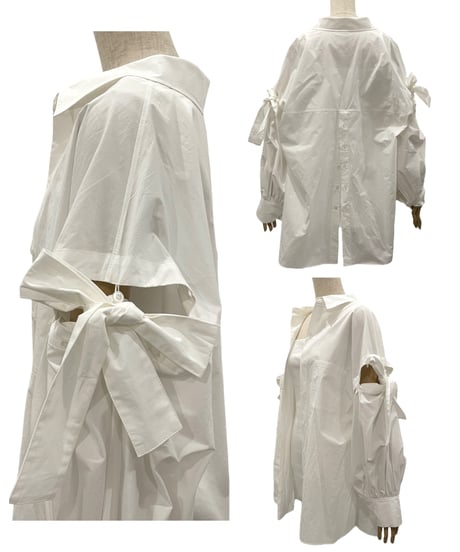 ショルダーリボンボーイフレンドシャツ (キャミワンピセット) / Shoulder Ribbon BoyFriend Shirts