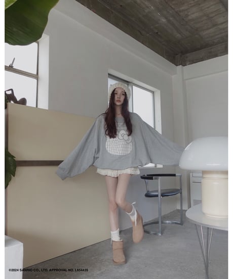 【Gray】♡ Croco Kitty ♡ ボリュームスリーブスウェットトップ / ♡Croco Kitty♡ Volume Sleeve Sweat Top