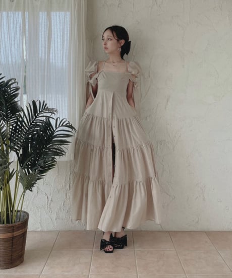 ショルダーリボンサマーロングドレス / Shoulder Ribbon Summer Long Dress