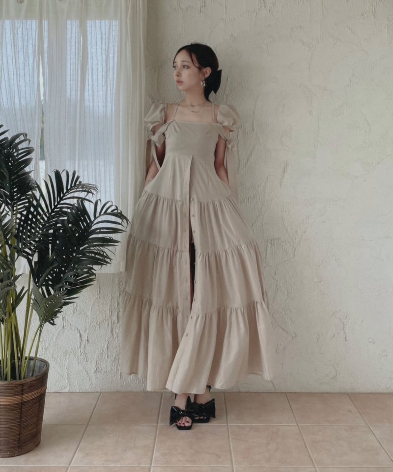 ショルダーリボンサマーロングドレス / Shoulder Ribbon Summer Long