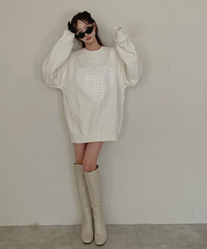 クロコハートスウェットトップ / Croco Heart Sweat Top | FICTIO