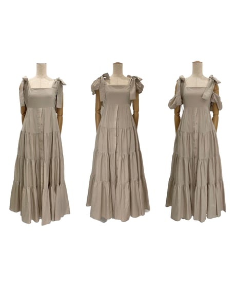 ショルダーリボンサマーロングドレス / Shoulder Ribbon Summer Long Dress