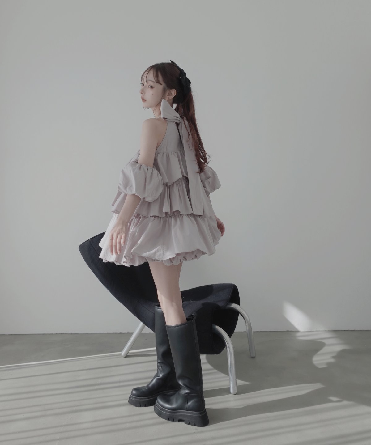 Cloudy】ティアードバルーンチュニックワンピース / Tiered Balloon Tu