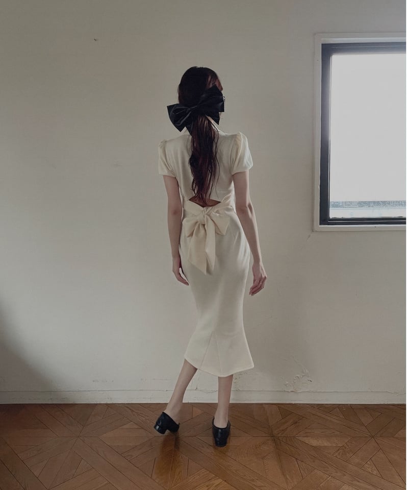 バックリボンポロフレアワンピース /Back Ribbon Polo Flare One バックリボンポロフレアワンピース /Back Ribbon Polo Flare One